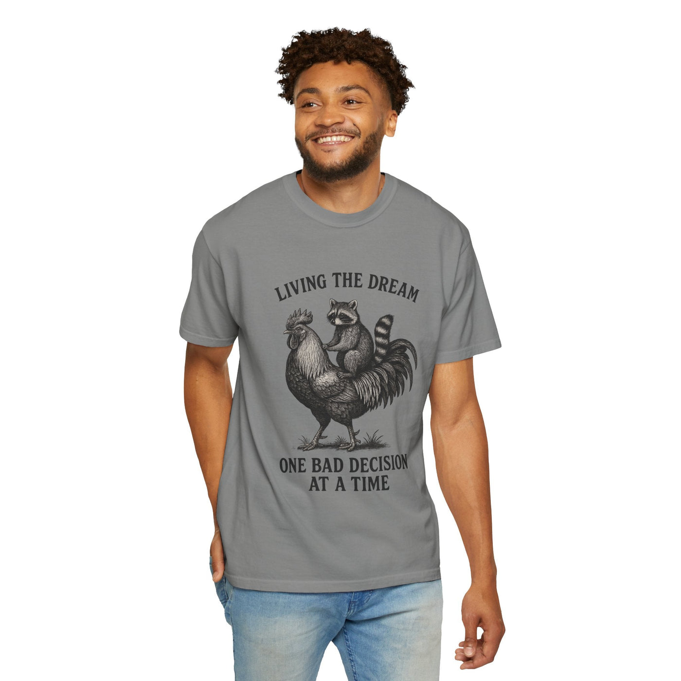 Funny Raccoon Riding Rooster T- shirt for Animal Lovers   Unisex Graphic Tee-funny raccoon rooster t-shirt-unisex sarcastic animal shirt - Clawsy.store