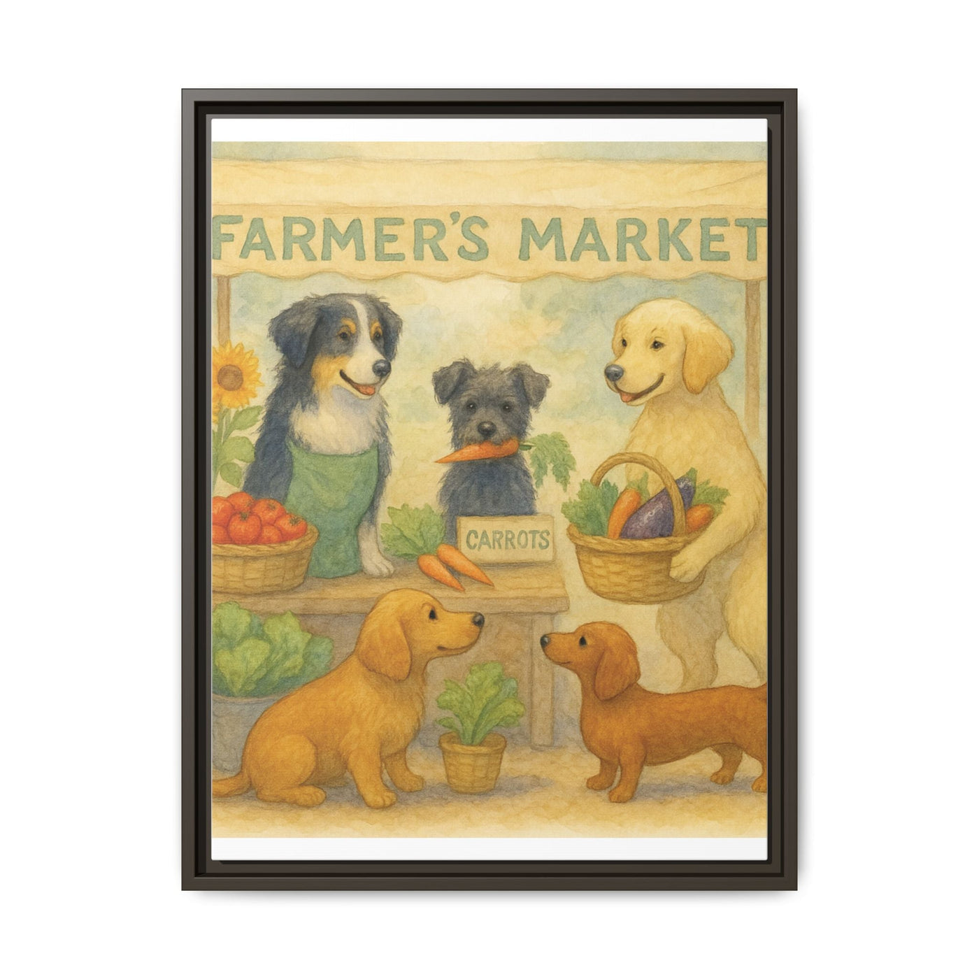 Framed Dog Art Print, Colorful Pet Decor, Animal Lover Gift, Farmhouse Wall Art, Dog Lover Home Decoration Printify