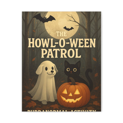 Halloween Wall Art - Howl-O-Ween Patrol Canvas Print, Cute Pet Decor, Seasonal Home Decoration, Fall Decor, Spooky Art Printify