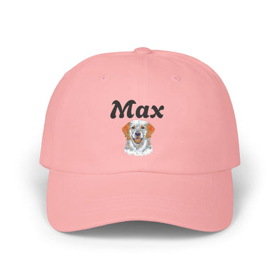 Personalized Classic Dad Cap with Custom Name, Ideal Gift for Father's Day, Casual Style, Adjustable White Cap, Dog Lover Hat Printify