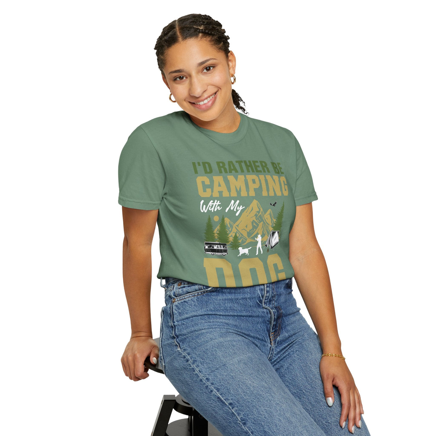 I'd Rather Be Camping With My Dog Shirt, Camping Dog Lover Tee, Outdoor Adventure Hiking T-Shirt for Pet Owners, Unisex Garment-Dyed T-shirt Printify