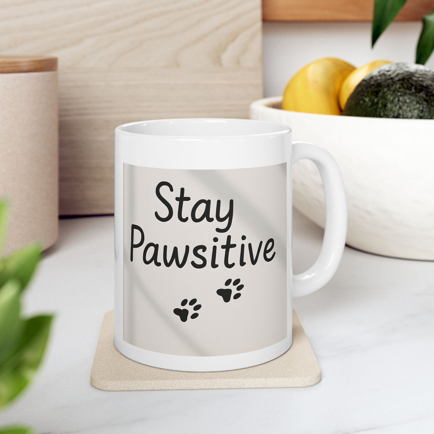 Pawsitivity Mug, Dog Lover Gift, Coffee Cup, Tea Mug, Playful Paw Prints, 11oz Printify