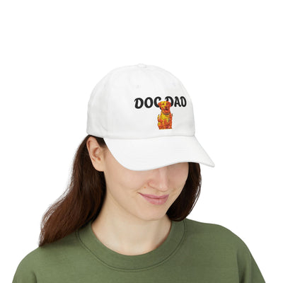 Personalized Classic Dad Cap with Custom Name, Ideal Gift for Father's Day, Casual Style, Adjustable White Cap, Dog Lover Hat Printify