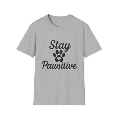 Stay Pawsitive Pet Lover T-Shirt - Unisex Softstyle Tee for Animal Advocates, Dog Moms, and Cat Dads - Comfortable, Playful, Inspiring, Gift Printify
