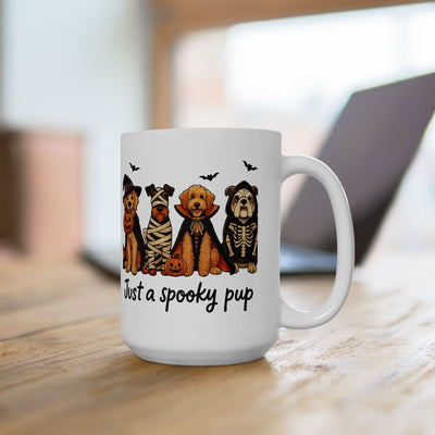 Just a Spooky Pup Mug, Halloween Dog Cup for Pet Lovers, Festive Coffee Mug 11oz 15oz, Witch Mummy Vampire Skeleton Gift, Autumn Decor Home Printify
