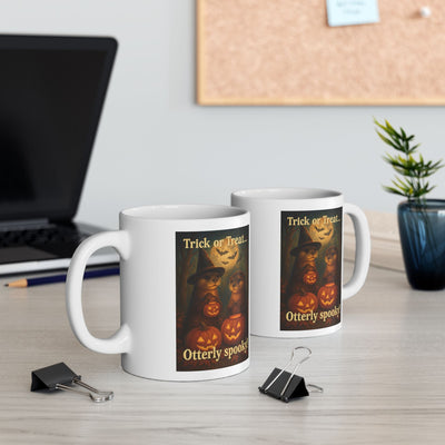 Spooky Otter Mug, Fall Coffee Cup, Pumpkin Spice Drinkware, Halloween Decor Gift, Cute Animal Cup, Autumn Tea Mug, Witchy Otter, Funny Printify
