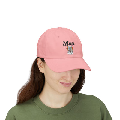 Personalized Classic Dad Cap with Custom Name, Ideal Gift for Father's Day, Casual Style, Adjustable White Cap, Dog Lover Hat Printify