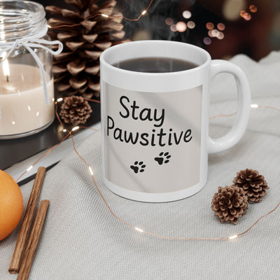 Pawsitivity Mug, Dog Lover Gift, Coffee Cup, Tea Mug, Playful Paw Prints, 11oz Printify