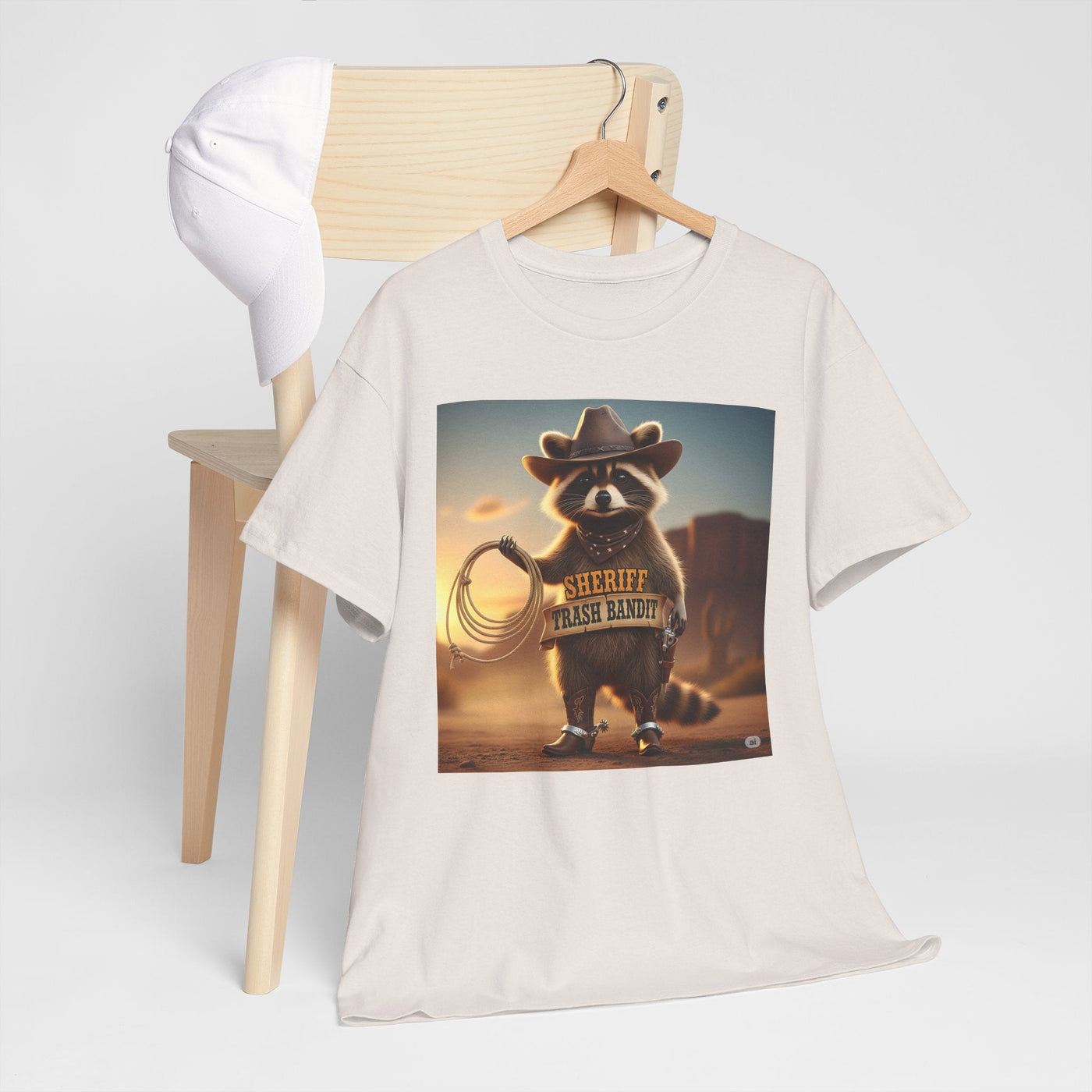"Sheriff Trash Bandit" Raccoon Cowboy Graphic Tee - Quirky Western Animal Lover T-Shirt Printify