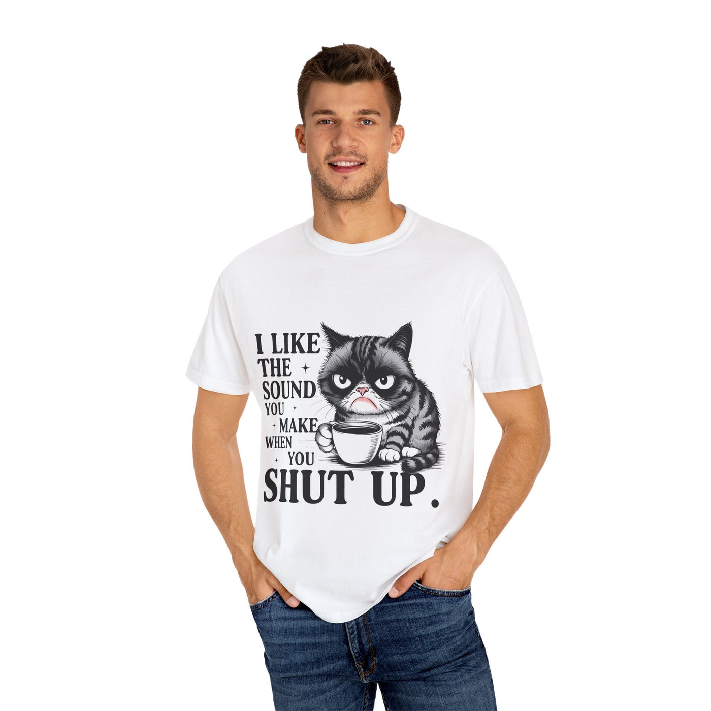 Funny Cat T-Shirt, I Like the Sound You Make When You Shut Up Tee, Gift for Cat Lovers, Humorous Graphic Tee, Unisex Apparel, Cute [...] Printify