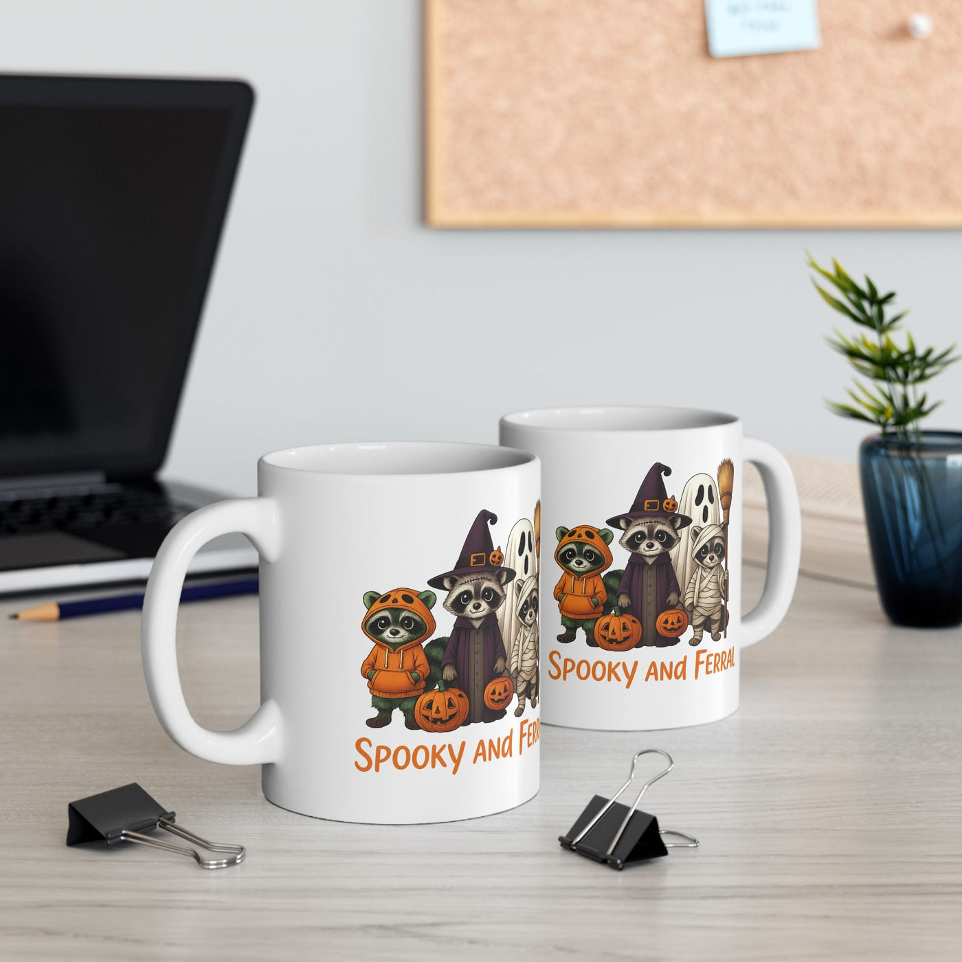 Just a Spooky Feral Halloween Raccoon Mug , Cute Funny Animal Coffee Cup for Fall, Trick or Treat Gift, Autumn Vibes - Clawsy.store