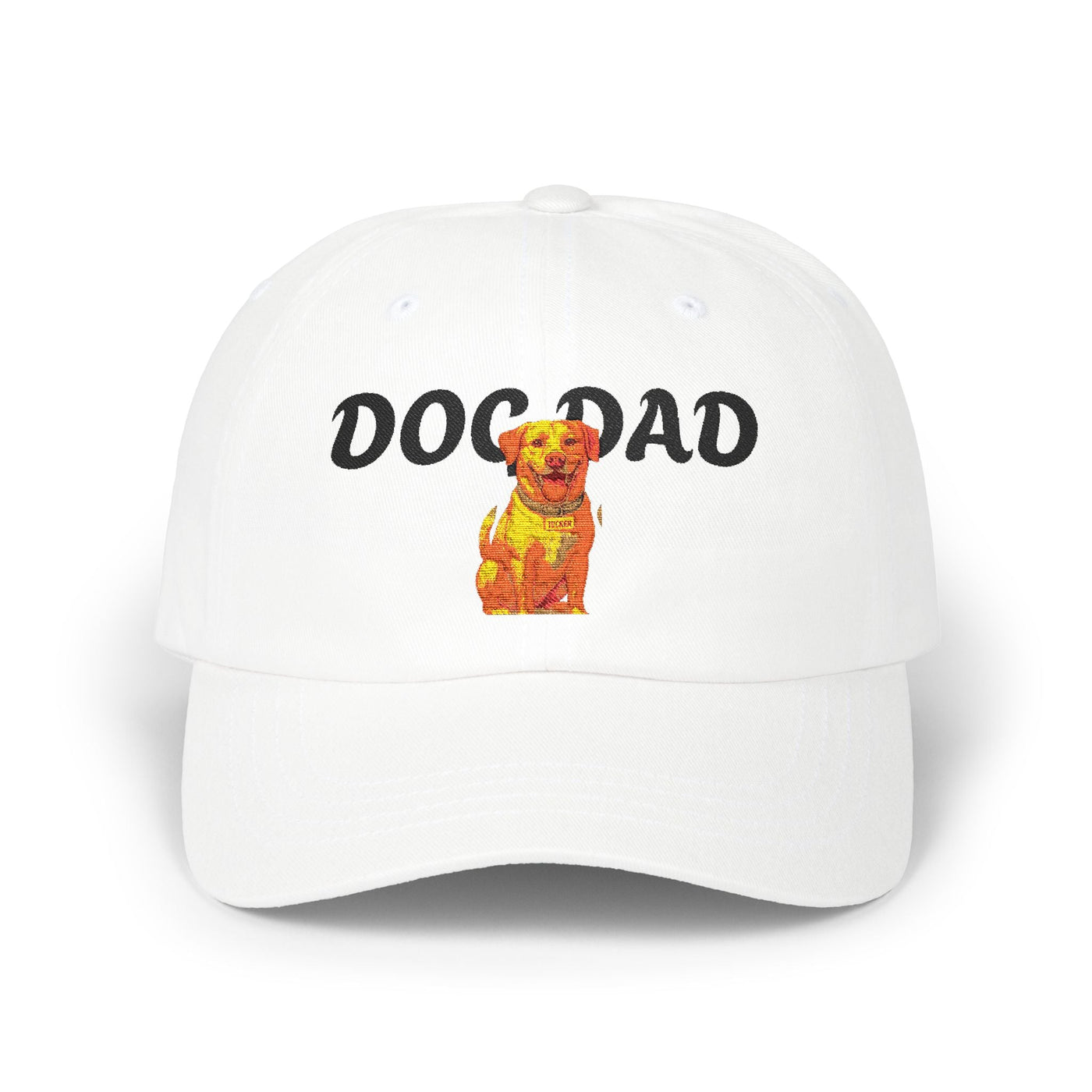 Personalized Classic Dad Cap with Custom Name, Ideal Gift for Father's Day, Casual Style, Adjustable White Cap, Dog Lover Hat Printify
