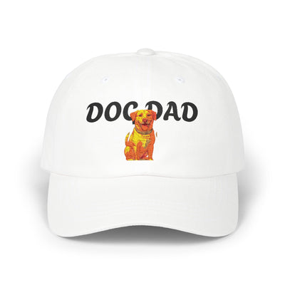 Personalized Classic Dad Cap with Custom Name, Ideal Gift for Father's Day, Casual Style, Adjustable White Cap, Dog Lover Hat Printify