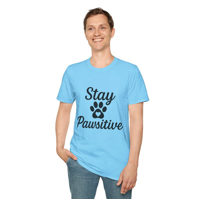Stay Pawsitive Pet Lover T-Shirt - Unisex Softstyle Tee for Animal Advocates, Dog Moms, and Cat Dads - Comfortable, Playful, Inspiring, Gift Printify