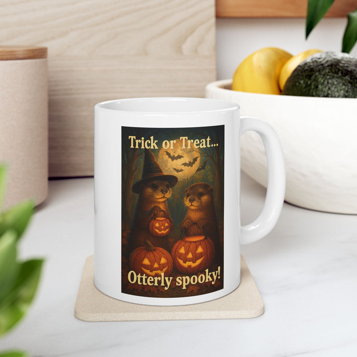 Spooky Otter Mug, Fall Coffee Cup, Pumpkin Spice Drinkware, Halloween Decor Gift, Cute Animal Cup, Autumn Tea Mug, Witchy Otter, Funny Printify