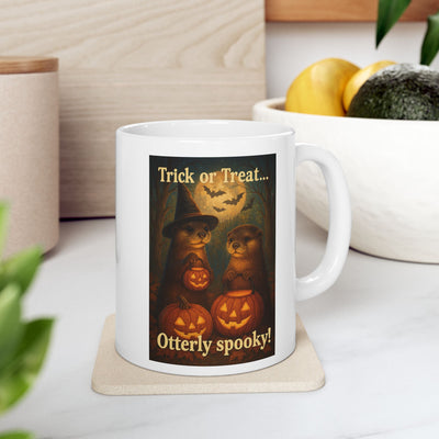 Spooky Otter Mug, Fall Coffee Cup, Pumpkin Spice Drinkware, Halloween Decor Gift, Cute Animal Cup, Autumn Tea Mug, Witchy Otter, Funny Printify