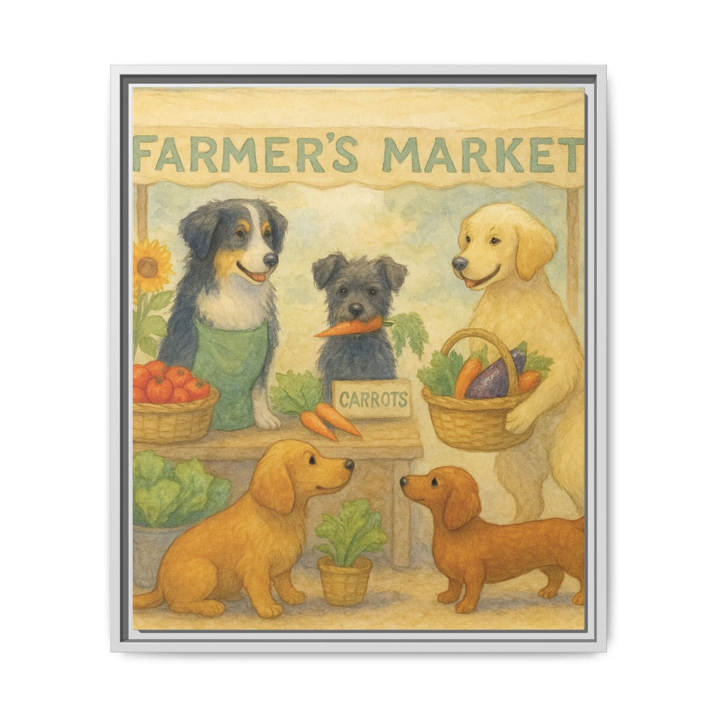 Framed Dog Art Print, Colorful Pet Decor, Animal Lover Gift, Farmhouse Wall Art, Dog Lover Home Decoration Printify