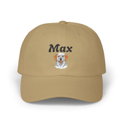 Personalized Classic Dad Cap with Custom Name, Ideal Gift for Father's Day, Casual Style, Adjustable White Cap, Dog Lover Hat Printify