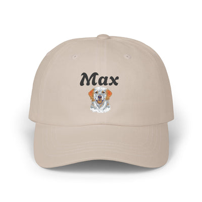Personalized Classic Dad Cap with Custom Name, Ideal Gift for Father's Day, Casual Style, Adjustable White Cap, Dog Lover Hat Printify