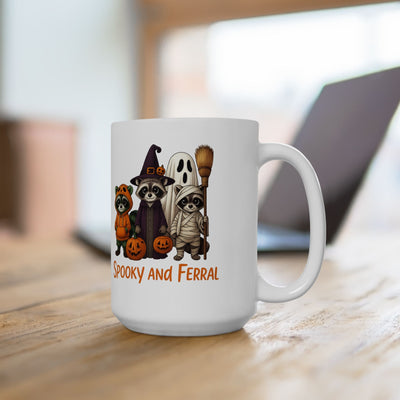 Just a Spooky Feral Halloween Raccoon Mug , Cute Funny Animal Coffee Cup for Fall, Trick or Treat Gift, Autumn Vibes - Clawsy.store