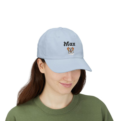 Personalized Classic Dad Cap with Custom Name, Ideal Gift for Father's Day, Casual Style, Adjustable White Cap, Dog Lover Hat Printify